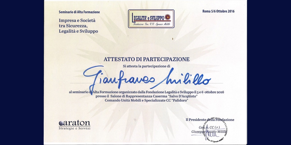 seminario di Alta Formazione della Fondazione Gen. Ignazio Milillo - Generale Gianfranco Milillo